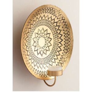 Brass Medallion Sconce Set of 3 Wall Hanging Candle Holders Boho Home Decor